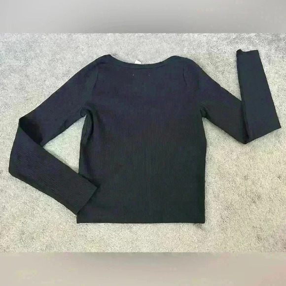 Madewell *Black* Square-Neck Long-Sleeve Crop Tee in Sleekhold Size XS - Picture 3 of 7
